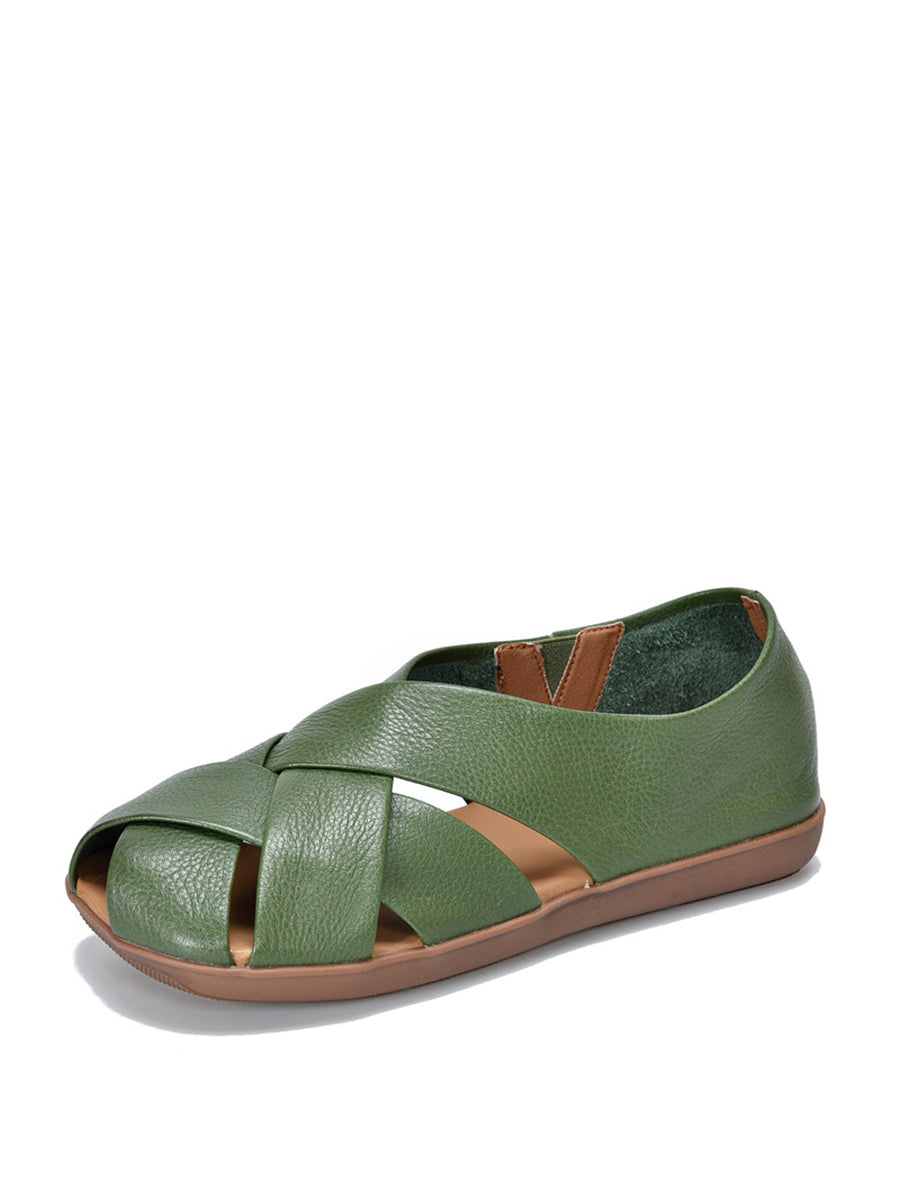 Women Summer Soft Leather Solid Flat Sandal WE1009 Ada Fashion