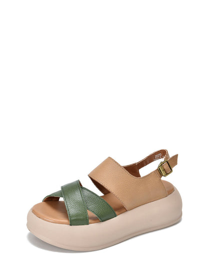 Women Summer Colorblock Leather Platform Sandal TY1048 Ada Fashion