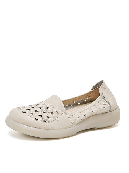 Leather Mid Shoes Flower Summer Women Soft Heel FashionChic