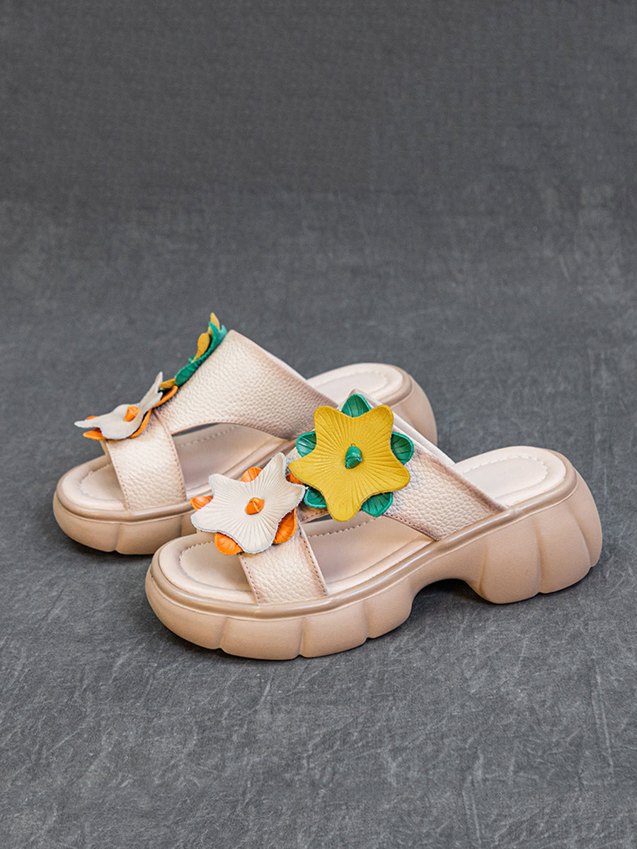 Women Summer Leather Spliced Star Platform Sandal TY1033 Ada Fashion