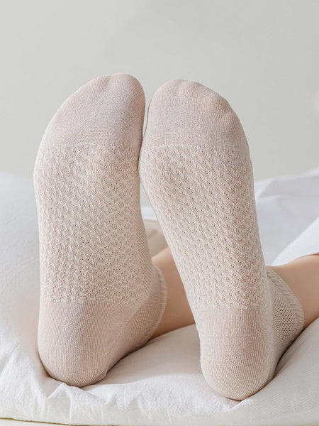 Women Color 5 Cotton Casual Pairs Socks Pure FashionChic