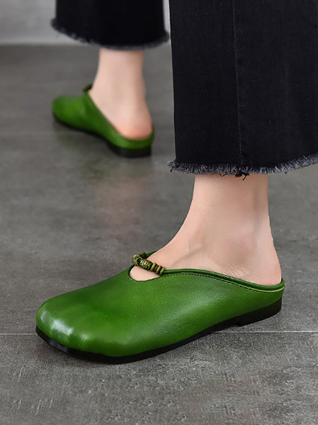 Summer Vintage Leather Soft Sandals Women FashionChic