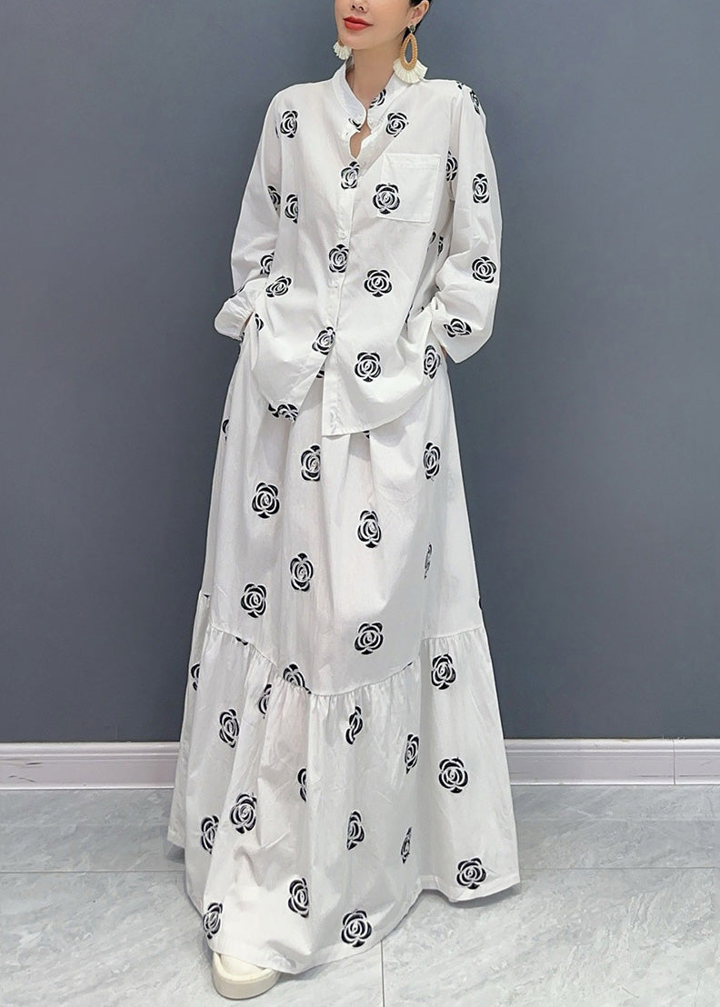 Boutique Black Stand Collar Print Patchwork Cotton Two-Piece Set Fall AO1016 JDML-TPIEC240909