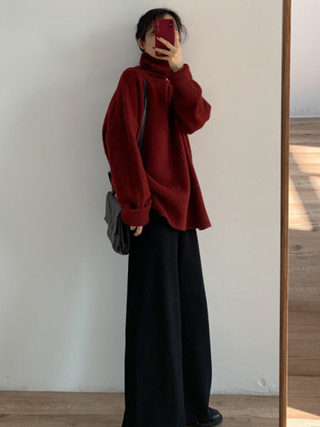 Original Red Turtle Neck Long Sleeves Sweater QX020 shopify