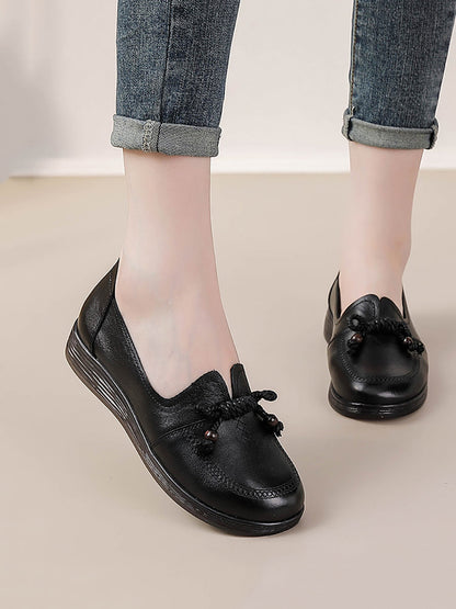 Women Autumn Genuine Leather Solid Platform Shoes AT1037 BUYKUD