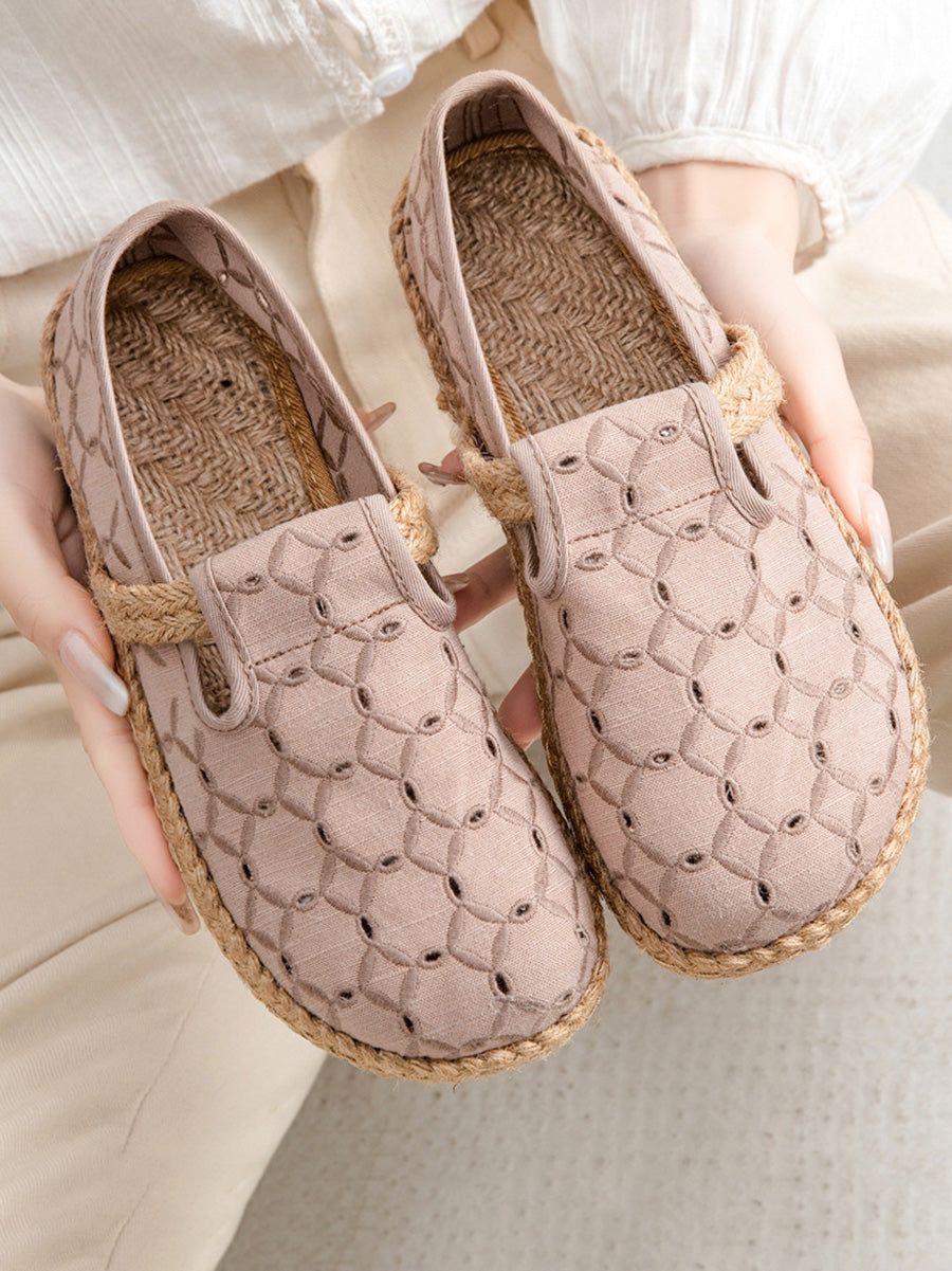Summer Out Flat Hollow Shoes Casual Cotton Women FashionChic