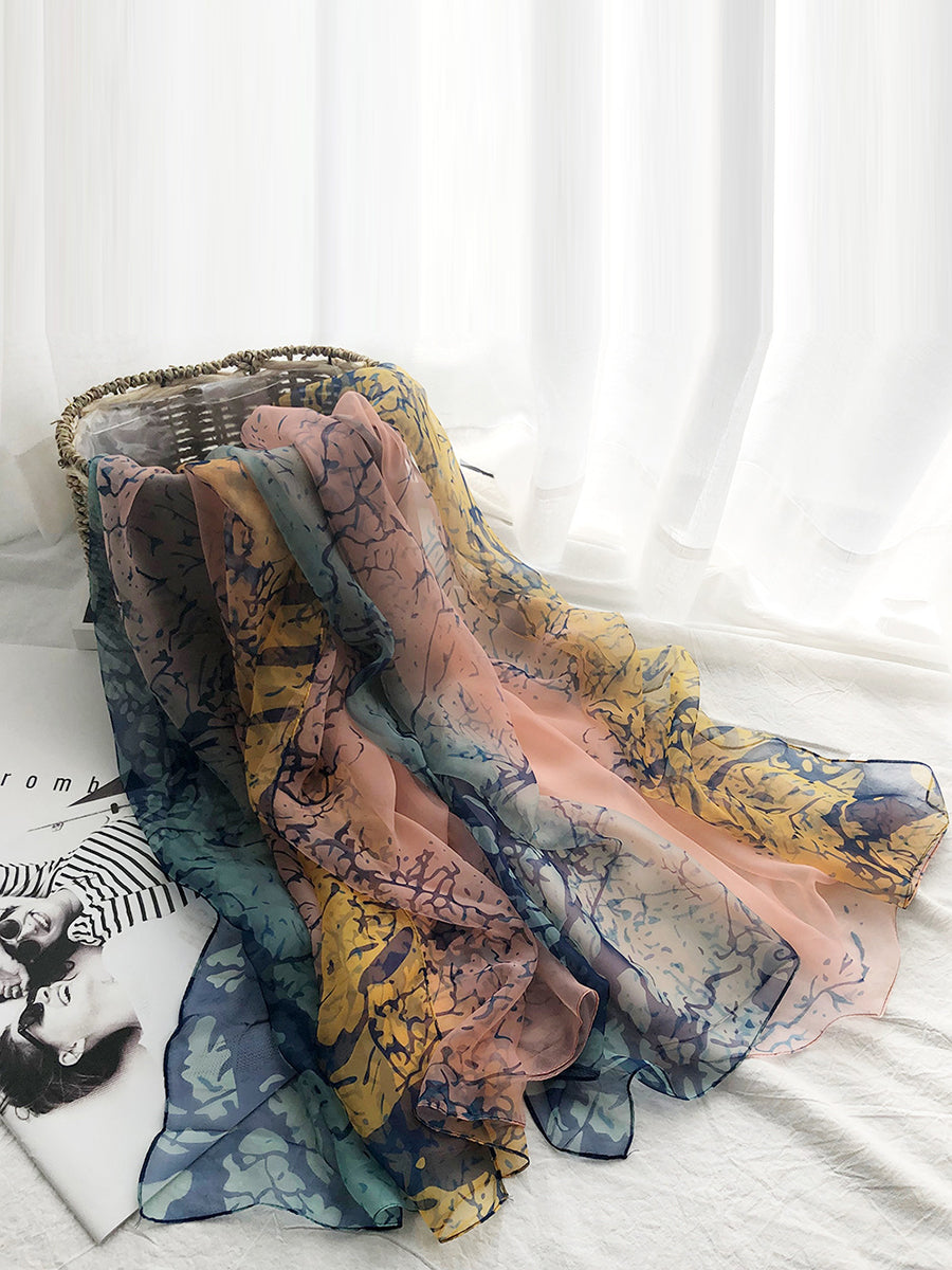 Women Colorblock Print Travel Shawl Scarf SC1037 Ada Fashion