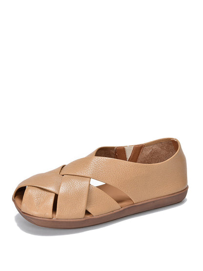 Women Summer Soft Leather Solid Flat Sandal WE1009 Ada Fashion