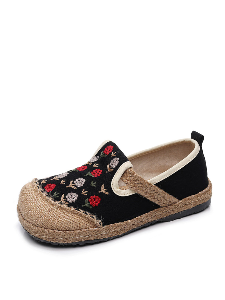 Women Summer Artsy Embroidery Linen Cotton Shoes ZZ1005 Ada Fashion