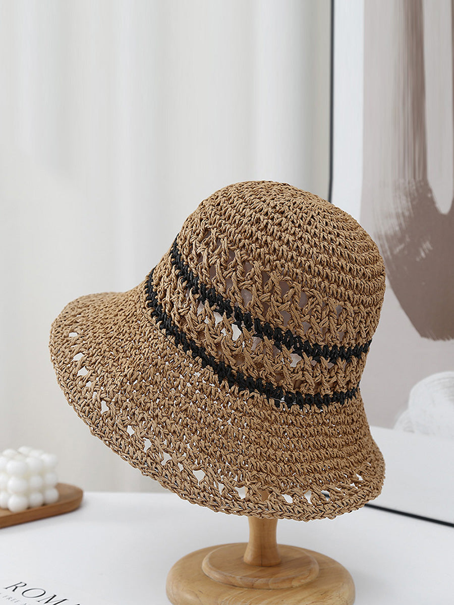 Women Casual Stripe Straw Weave Sunproof Hat CX021 NKMZ