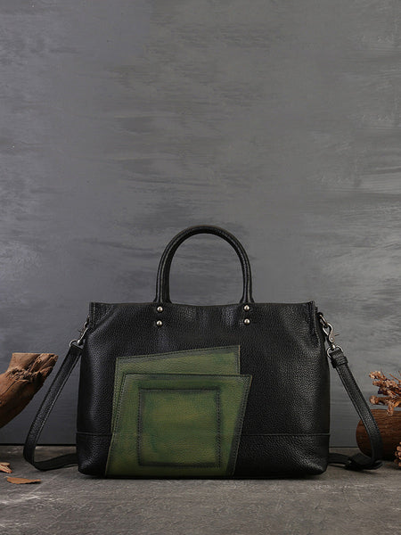 Women Leather Patchwork Laege Capacity Hand Bag Shoulder Bag AH1076 ZLPJ