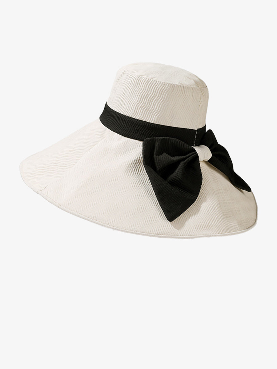 Women Summer Colorblock Sunproof Bowknot Hat QW1022 Ada Fashion