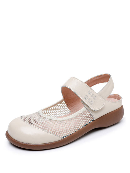 Women Summer Casual Solid Leather Low Heel Sandals AS1057 Ada Fashion