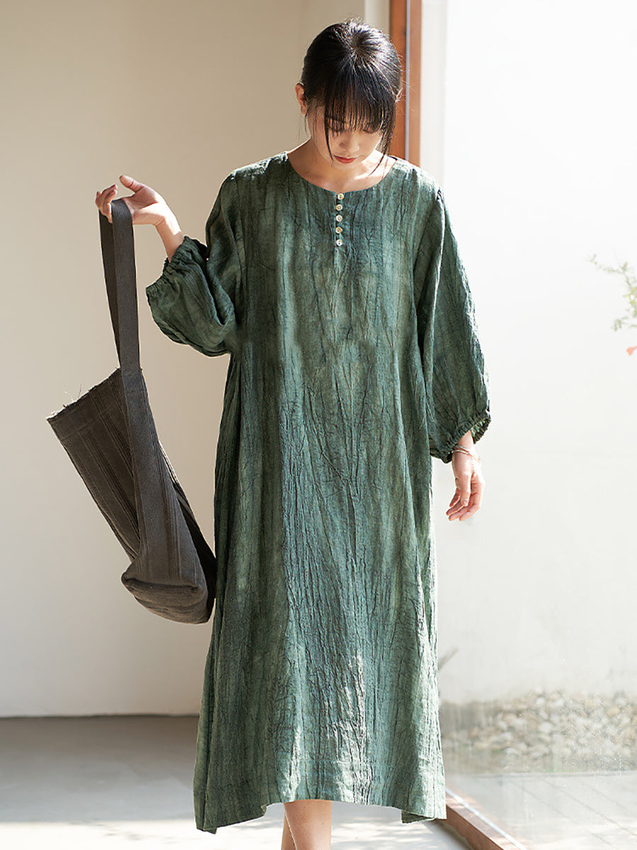 Women Summer Vintage Solid Loose Linen Dress ZZ1037 Ada Fashion