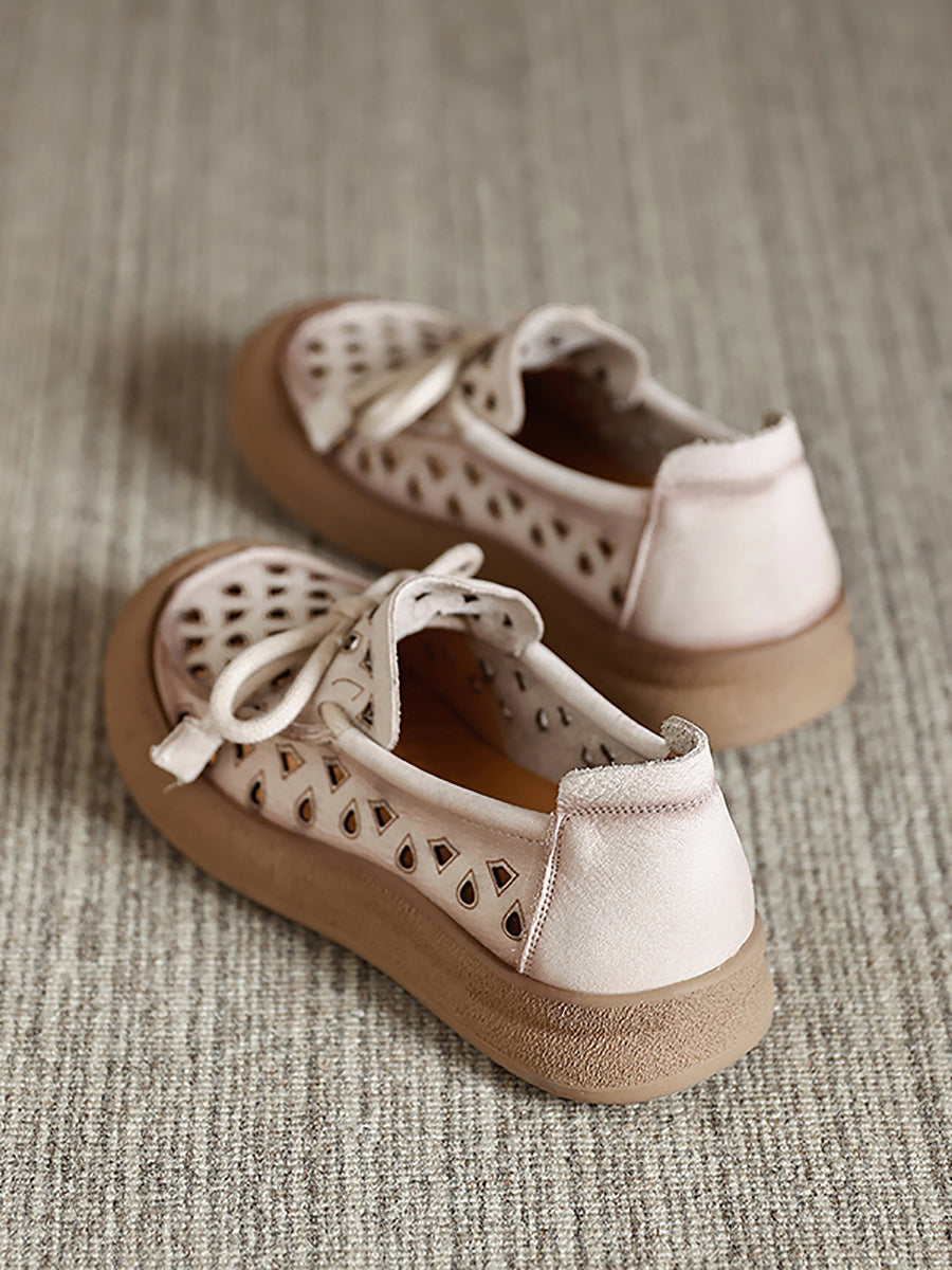 Genuine Shoes Hollow Out Summer Leather Flat Women FashionChic