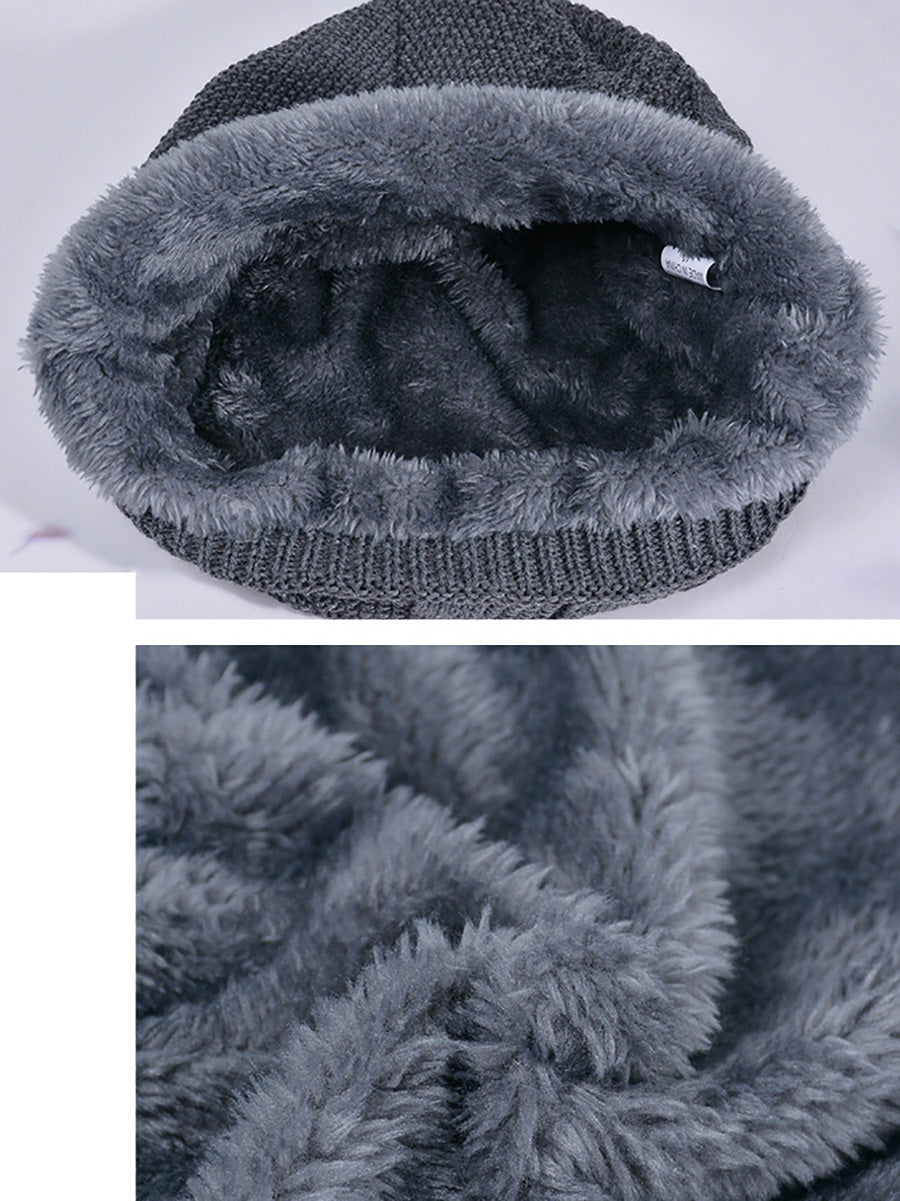 Women Winter Casual Fleece-lined Knit Solid Hat AH1066 BUYKUD