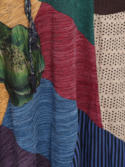 Women Autumn Colorblock Half Turtleneck Knit Dress QU011 BUYKUD