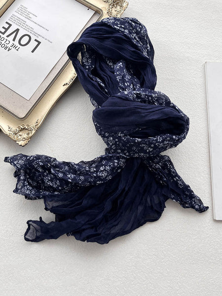 Women Retro Floral Colorblock Cotton Linen Shawl Scarf BA1020 Genistyle Shop