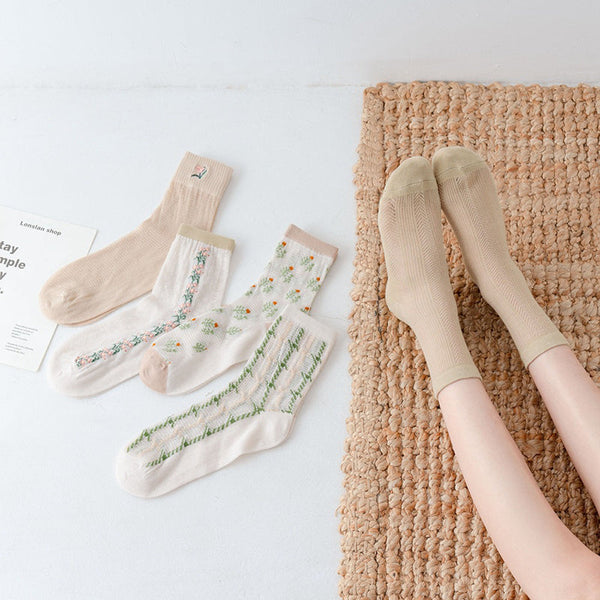 5 Pairs Women Summer Japan Style Cute Print Socks CC033 XXZZ