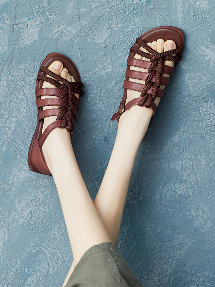 Women Summer Leather Spliced Rope Sandals UI1012 Ada Fashion