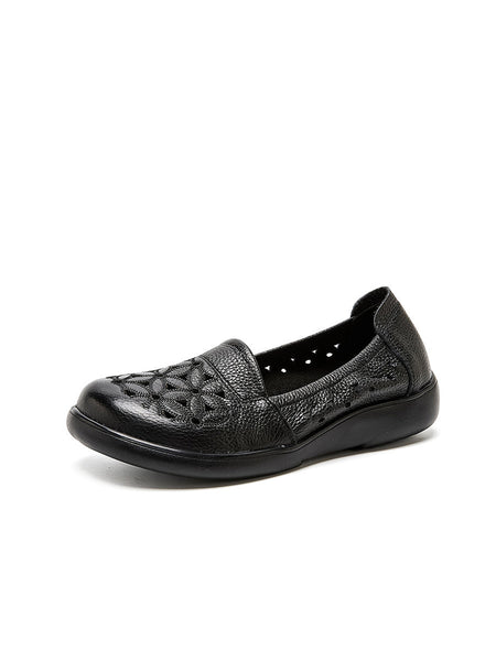 Leather Mid Shoes Flower Summer Women Soft Heel FashionChic