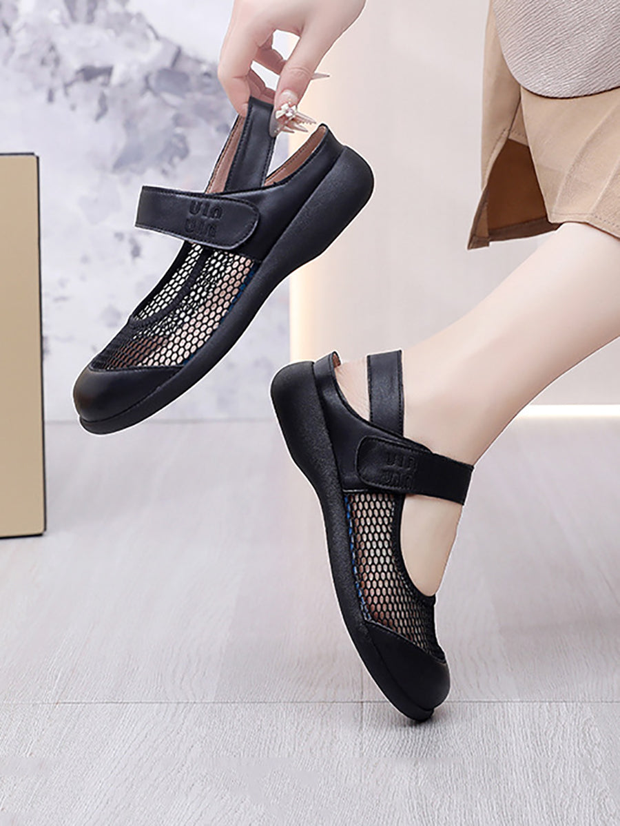 Women Summer Casual Solid Leather Low Heel Sandals AS1057 Ada Fashion