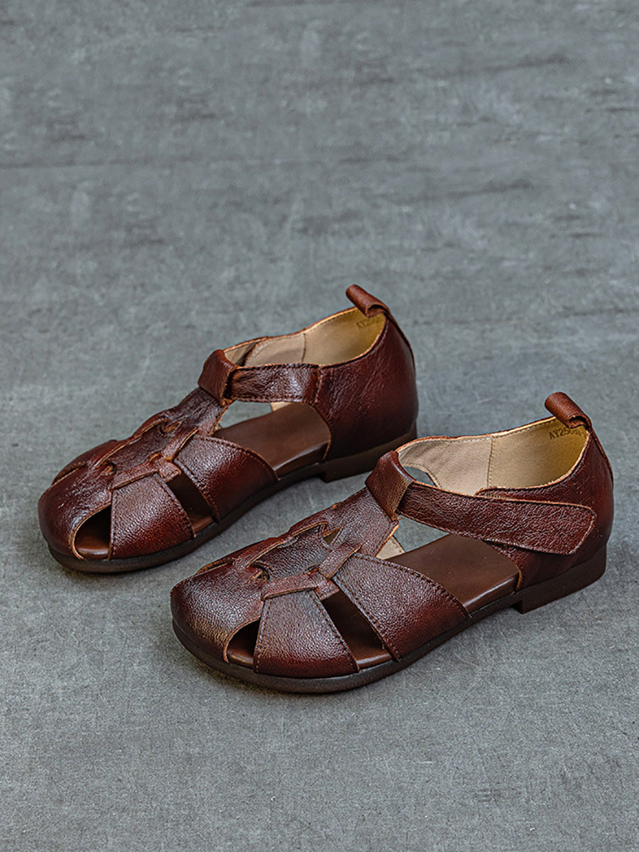 Leather Summer Soft Women Spliced Sandals FashionChic