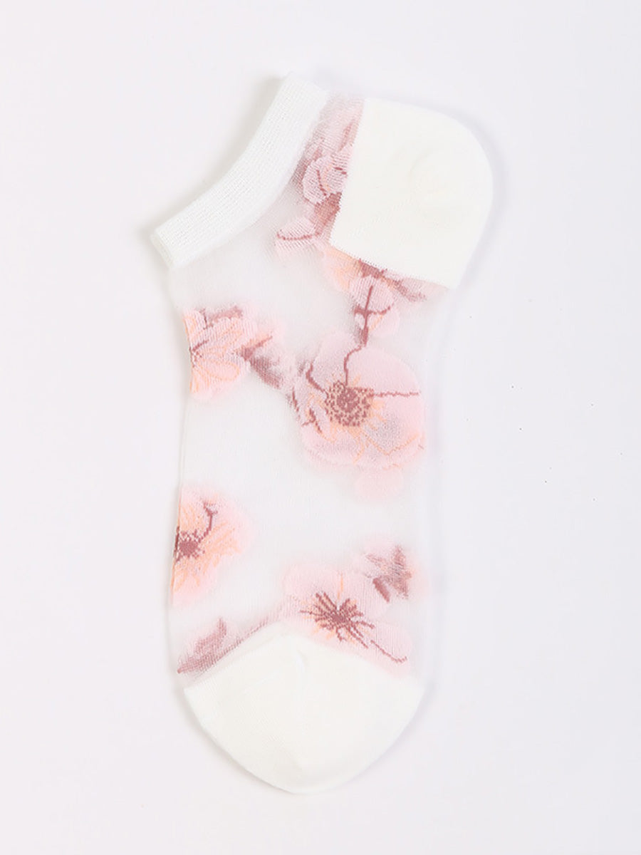 5 Pairs Women Summer Flower Thin Short Socks CX019 WSD