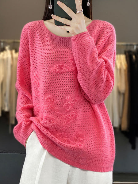 Women Autumn O-Neck Spliced Wool Warm Knit Sweater AV1053 Genistyle Shop