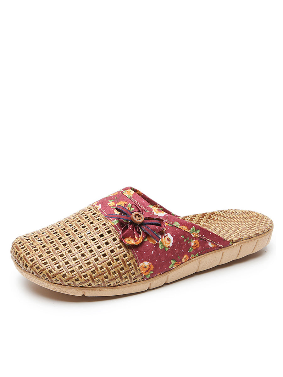 Women Summer Vintage Bamboo Weaving Spliced Slippers FG1022 Ada Fashion