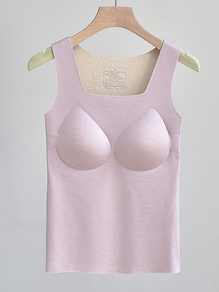 Women Seamless Winter Solid Warm Withe Bra Pad Base AV1035 Genistyle Shop