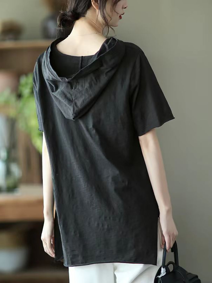 Women Summer Solid Hooded Casual Cotton Shirts SC1004 Ada Fashion