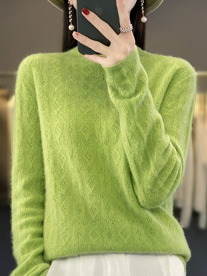Women Autumn Casual Turtleneck 100%Wool Knit Sweater QU028 BK