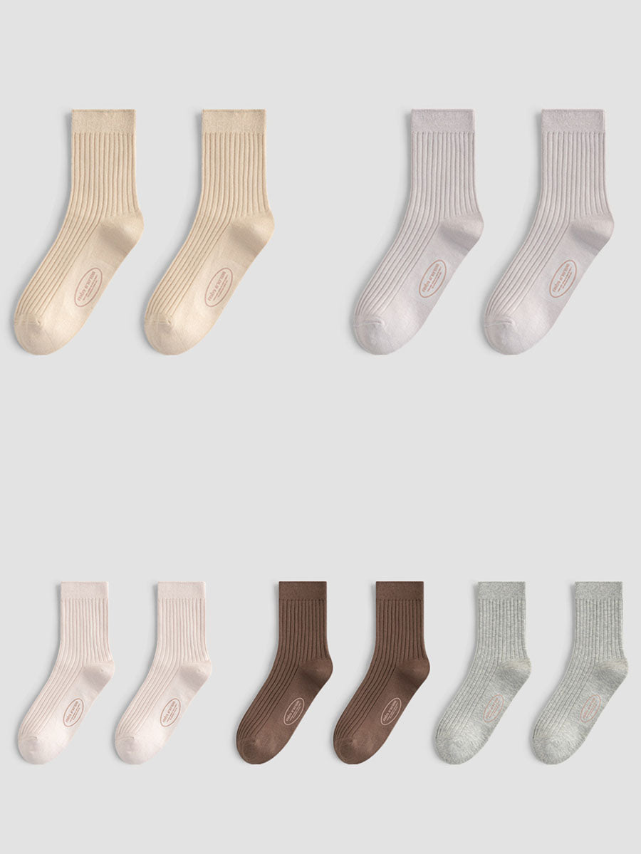 5 Pairs Women Soft Casual Cotton Socks BA1079 Genistyle Shop
