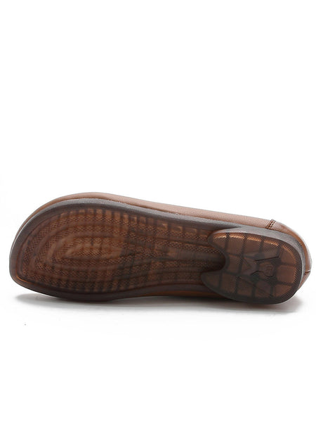 Women Artsy Solid Soft Leather Spliced Low Heel Shoes RR1048 BC