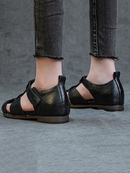 Leather Summer Soft Women Spliced Sandals FashionChic