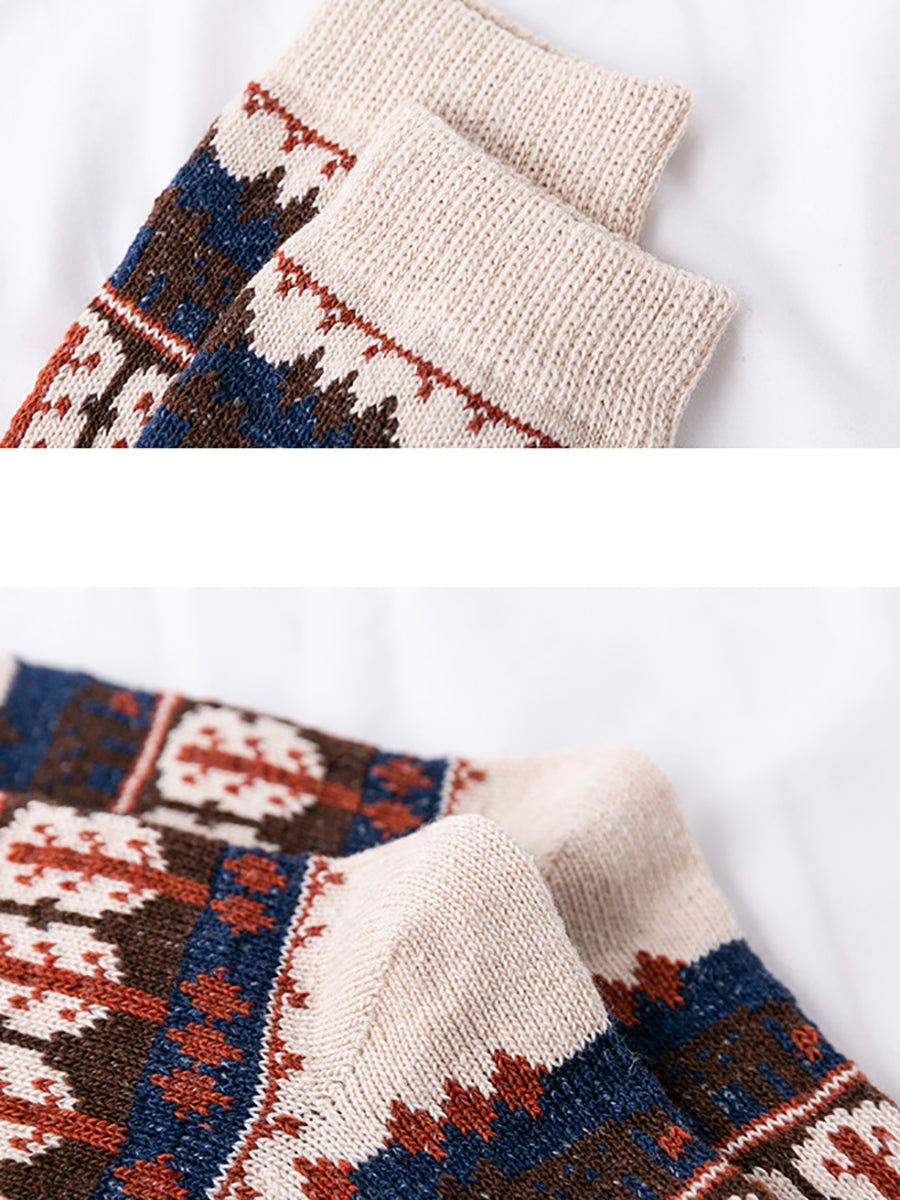 5 Pairs Women Winter Ethnic Wool Socks AS1019 BUYKUD