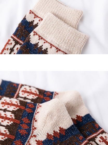 5 Pairs Women Winter Ethnic Wool Socks AS1019 BUYKUD