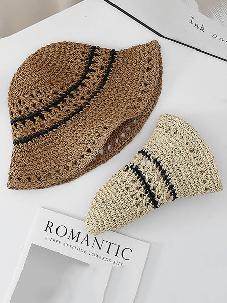 Women Casual Stripe Straw Weave Sunproof Hat CX021 NKMZ