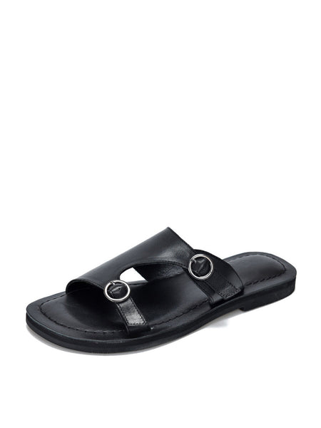 Women Casual Summer Soft Leather Flat Slippers WE1008 Ada Fashion