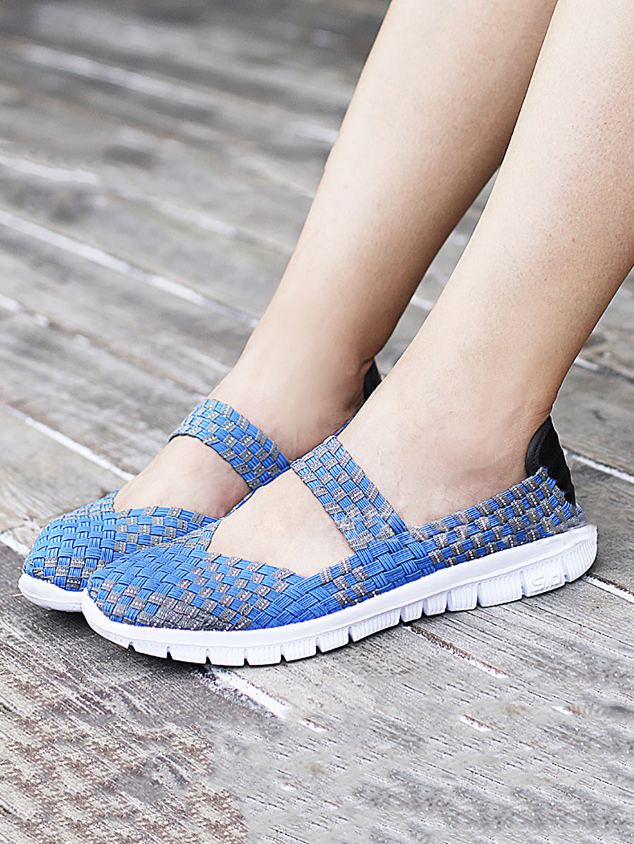 Women Summer Casual Colorblock Weave Flat Shoes RR1017 SADAF