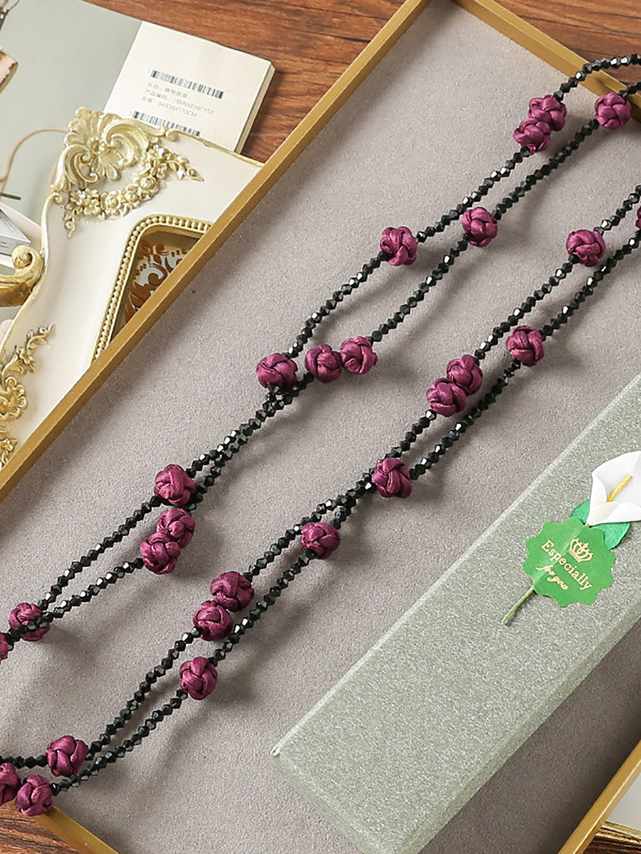 Women Ruyi Knot Beads Weave Sweater Necklace QN005 BUYKUD