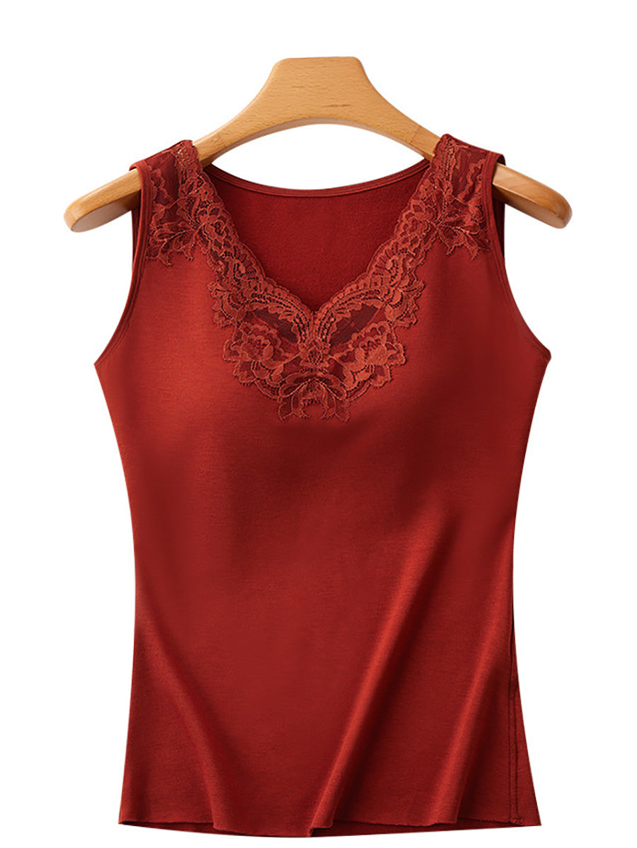 Women Winter Seamless Lace Solid Warm With Bra Pad Base BA1056 Genistyle Shop