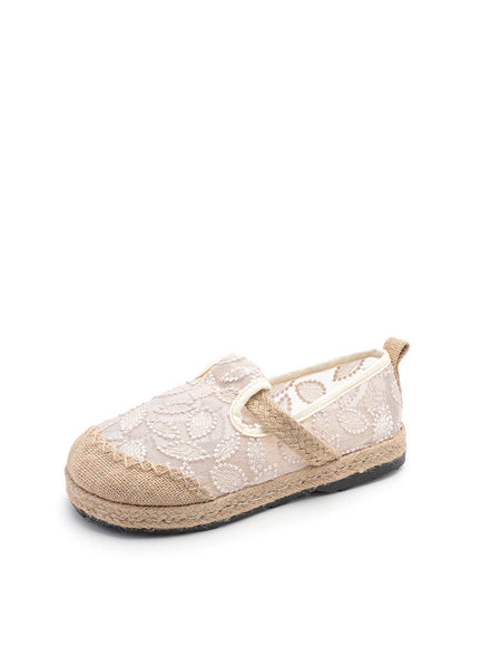 Embroidery Flat Ethnic Women Linen Summer Shoes Flower FashionChic