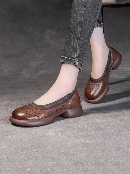 Women Summer Casual Genuine Leather Solid Low Heel Shoes II1024 ANSY