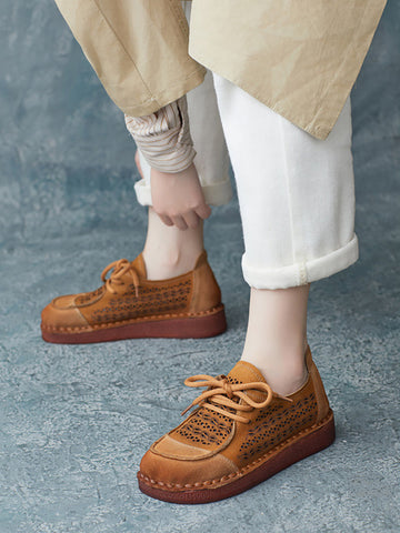 Women Summer Casual Colorblock Leather Flat Shoes AS1053 Ada Fashion