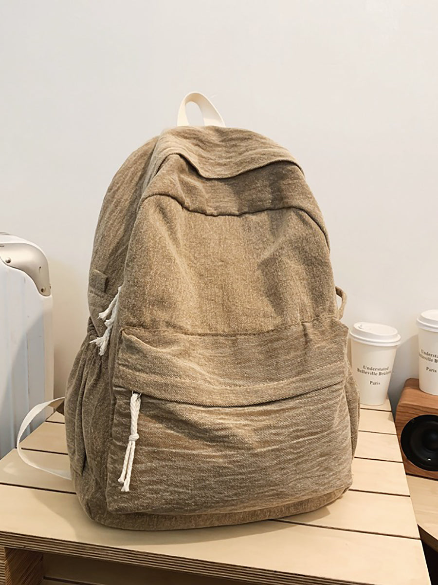 Couple Casual Solid Canvas Zipper Backpack XX1045 Ada Fashion