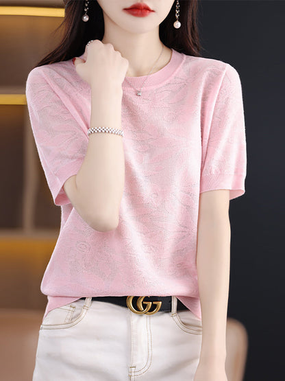 Women Summer Casual Flower Knitted Pullover Shirt WE1019 Ada Fashion