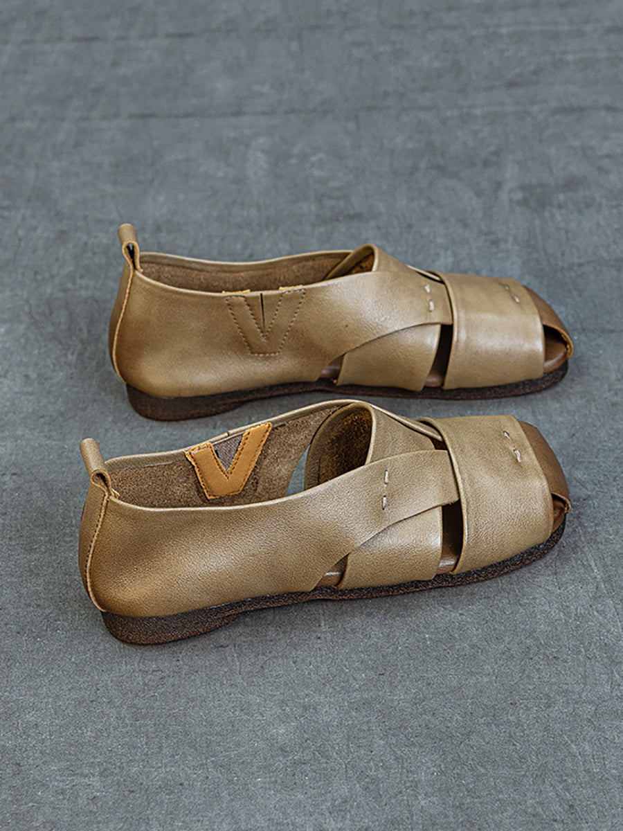 Vintage Flat Women Genuine Leather Sandals FashionChic