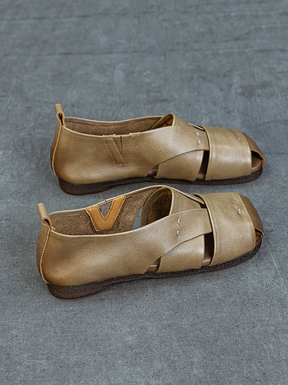 Vintage Flat Women Genuine Leather Sandals FashionChic